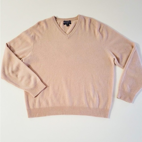 Club Room Estate Cashmere V-Neck Men's Sweater Tan XL - Picture 3 of 11